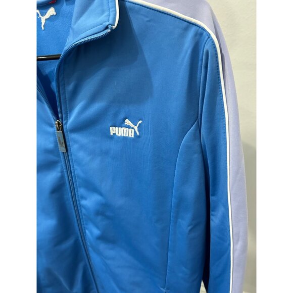 Vintage Puma Womens Track Jacket Size L Full Zip Blue White Stripes - Picture 4 of 10